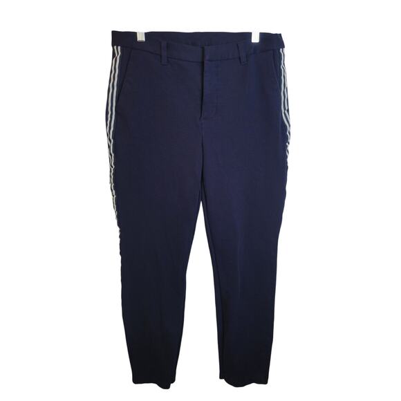 Kut From The Kloth Navy Blue Sawyer Side Striped Cropped Pants Women's Size 8 - Picture 1 of 11
